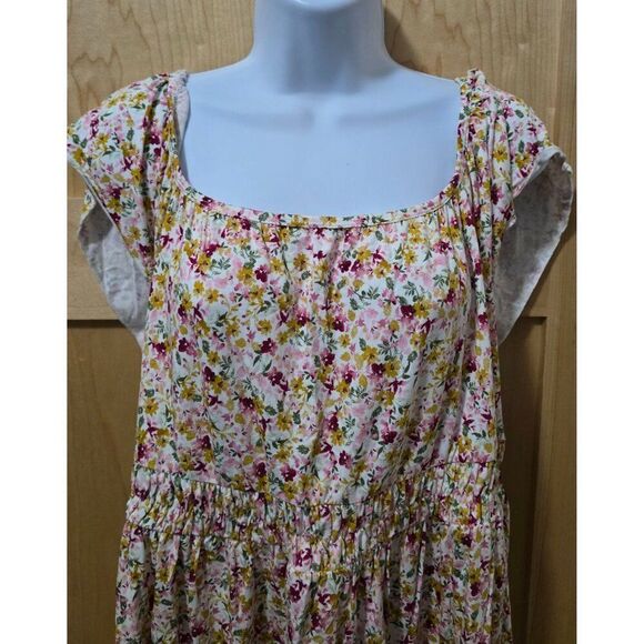 Floral Knit Babydoll Dress By Super Soft Torrid Size 2 With Square Neck & Flutte - Picture 2 of 6